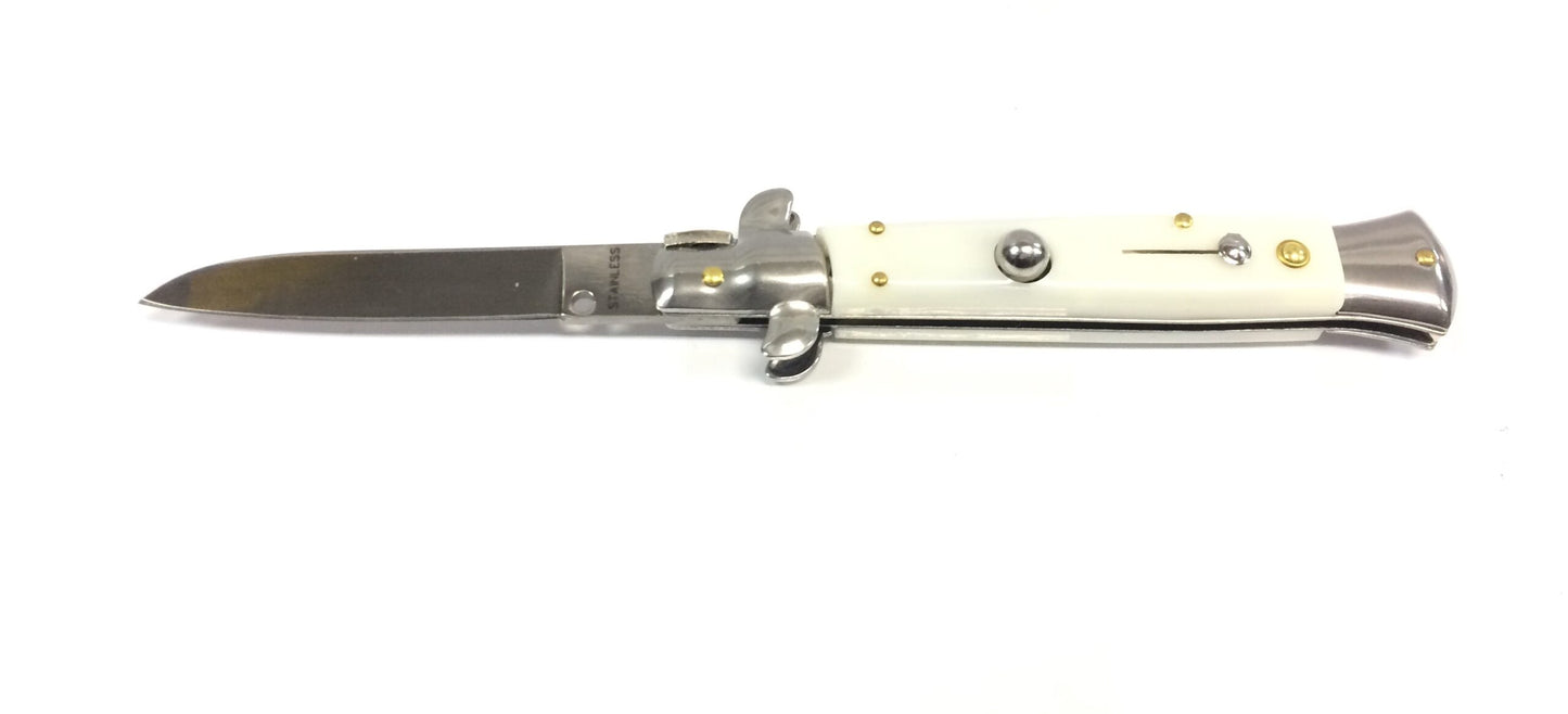 SIDE OPEN SPRING FLICK KNIFE WHITE - Guards On Duty Shop