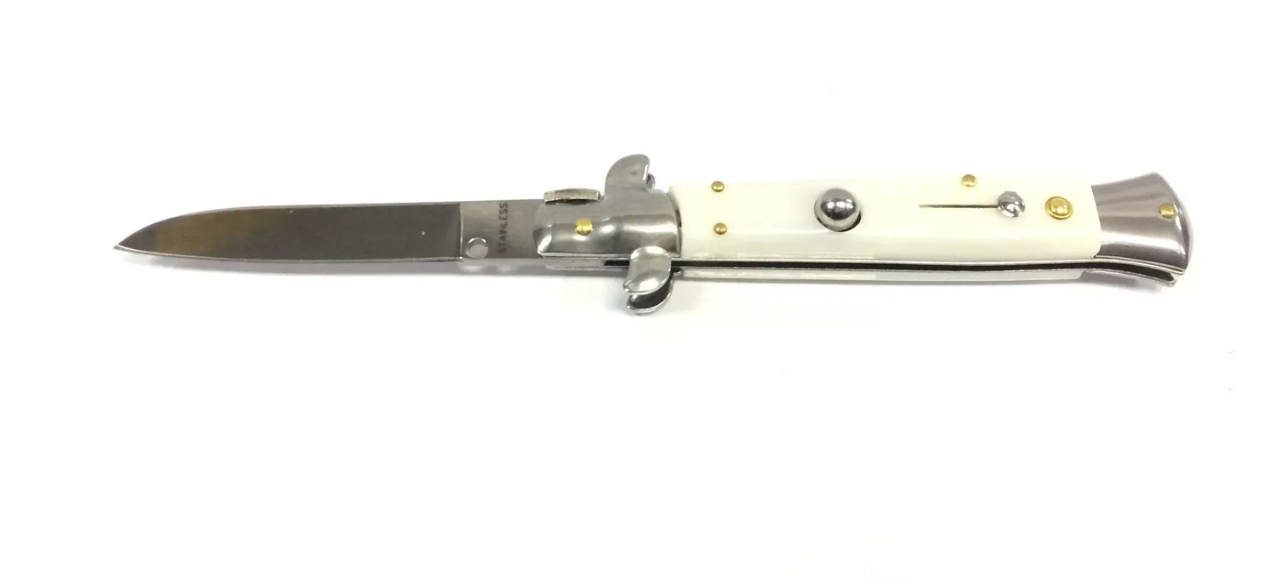 SIDE OPEN SPRING FLICK KNIFE WHITE - Guards On Duty Shop & Security Guards