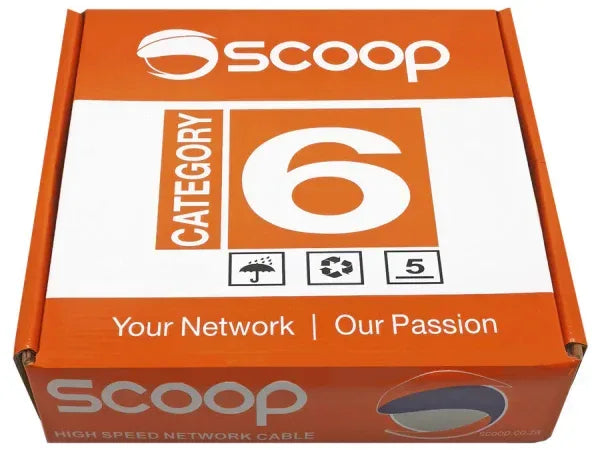 Scoop 100m Box Cat6 CCA Grey UTP Cable Guards On Duty Security