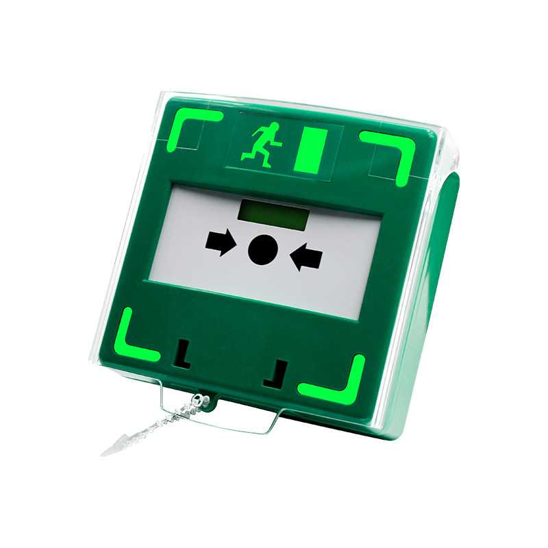 Securi-Prod Resettable Green Call Point with LED, Buzzer and 3 outputs