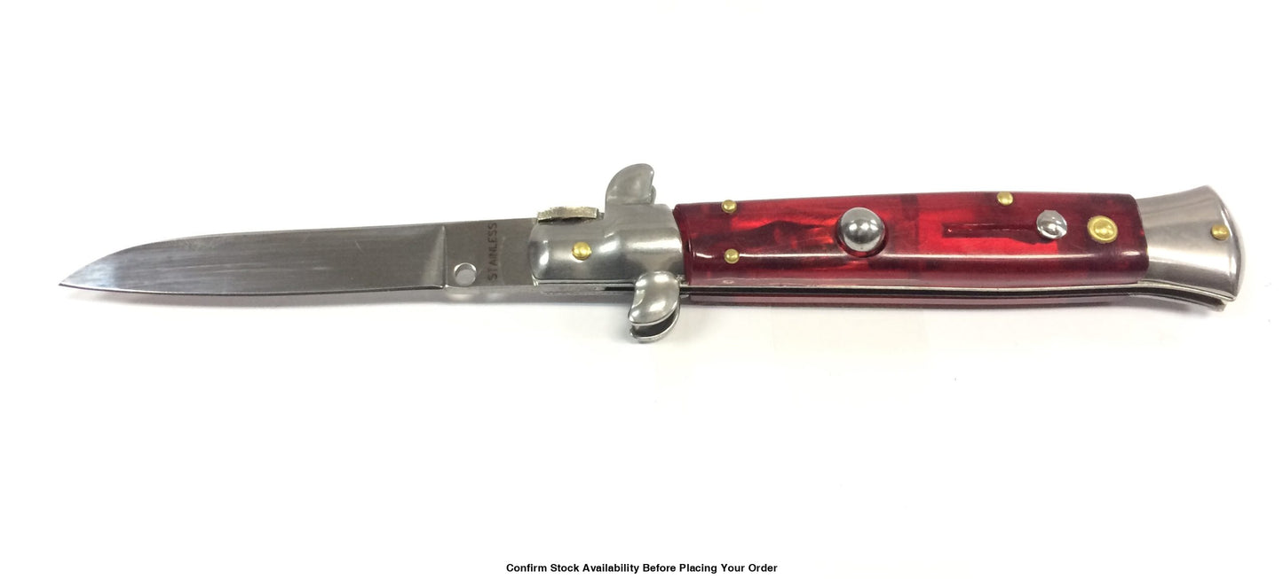SIDE OPEN SPRING FLICK KNIFE RED - Guards On Duty Shop