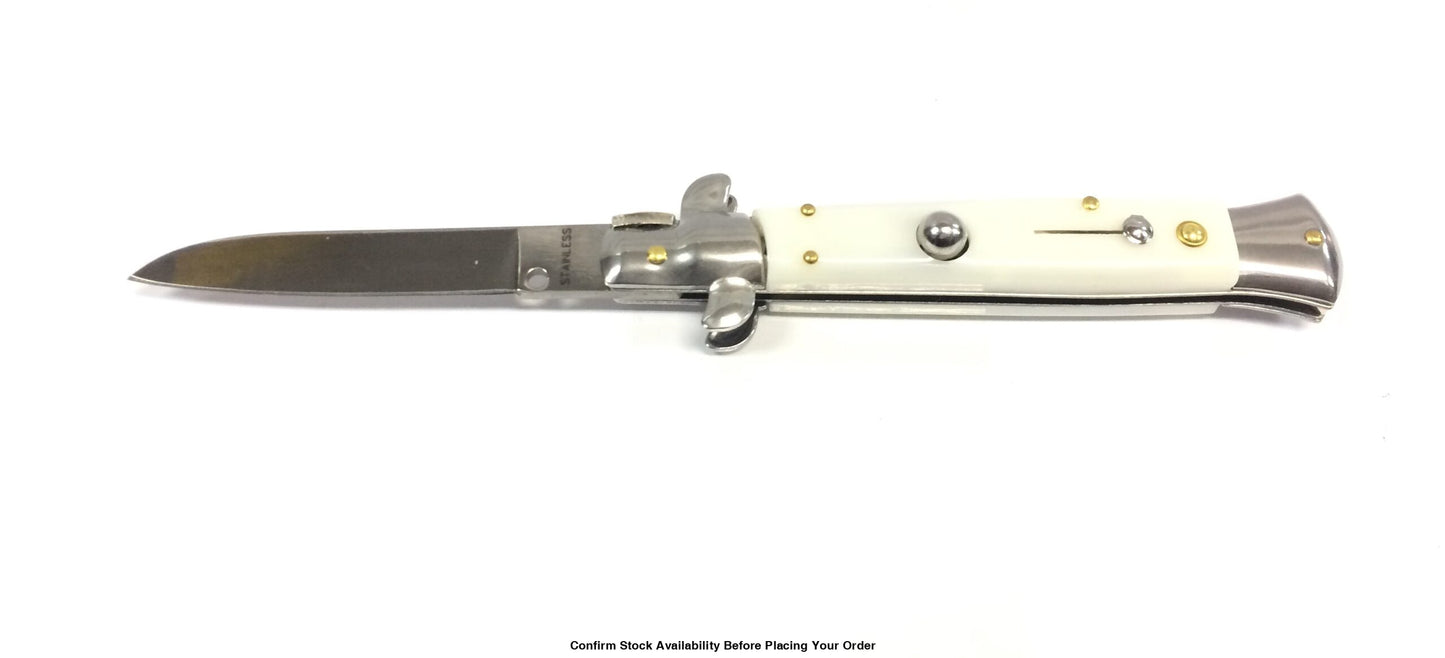 SIDE OPEN SPRING FLICK KNIFE WHITE - Guards On Duty Shop