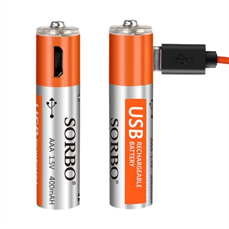 Sorbo USB Rechargeable AAA Battery 4 Pack with Box & Cables