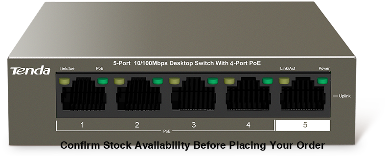 TENDA DESKTOP SWITCH 10/100 4-PORT POE