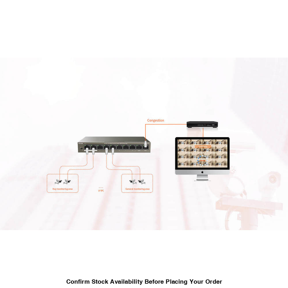TENDA DESKTOP SWITCH 10/100 8-PORT POE - Guards On Duty Shop