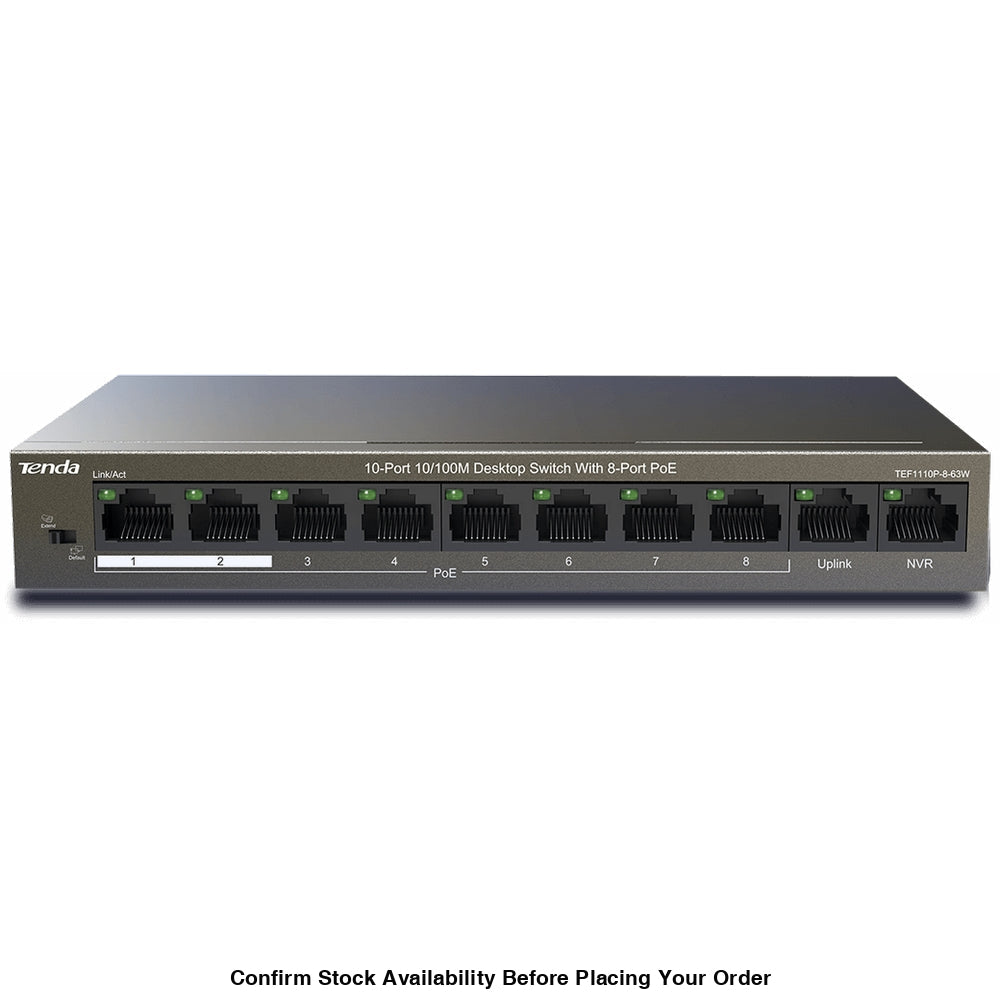 TENDA DESKTOP SWITCH 10/100 8-PORT POE - Guards On Duty Shop