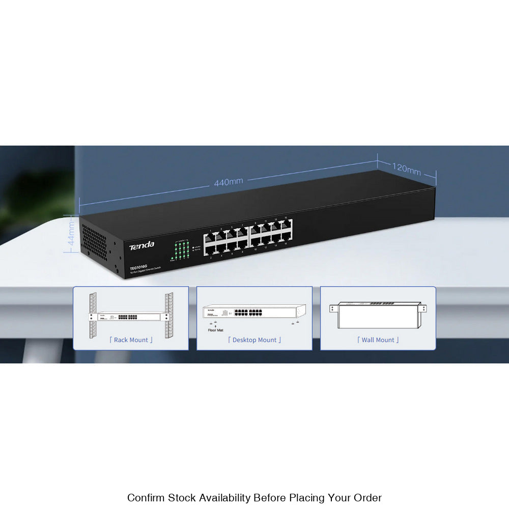 TENDA RACKMOUNT/DESKTOP SWITCH 16 PORT - Guards On Duty Shop