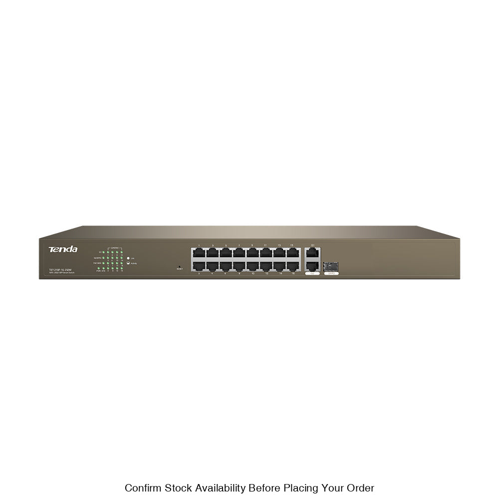 TENDA RACKMOUNT SMART SWITCH 10/100 16-PORT POE - Guards On Duty Shop