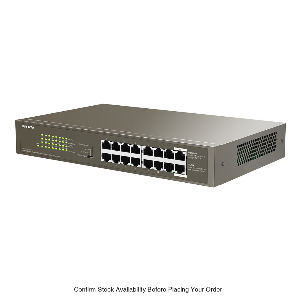 TENDA RACKMOUNT SWITCH GIGABIT 16 PORT POE - Guards On Duty Shop