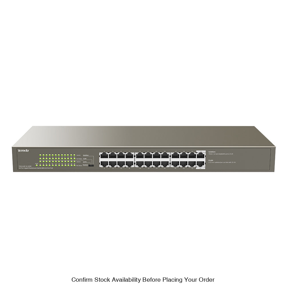 TENDA RACKMOUNT SWITCH GIGABIT 24 PORT POE - Guards On Duty Shop