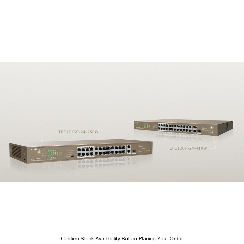 TENDA RACKMOUNT UNMANAGED SWITCH 10/100 24-PORT POE - Guards On Duty Shop
