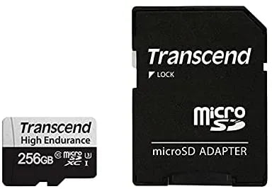 TRANSCEND 350V 256GB HIGH ENDURANCE MICRO SD UHS-I U3 CLASS10 - READ 100 MB/S - WRITE 45MB/S - WITH SD ADPTOR