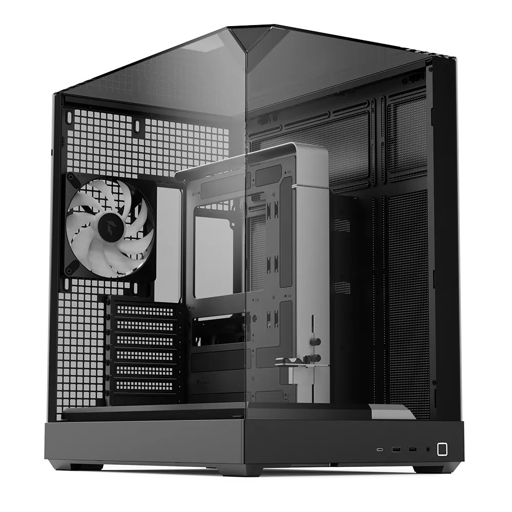 Aerocool APNX V2 Vision Black 3 glass panel case. X-Pand Flow design 4x ARGB Fan included - 360mm radiator - (APCM-VI02143.11)