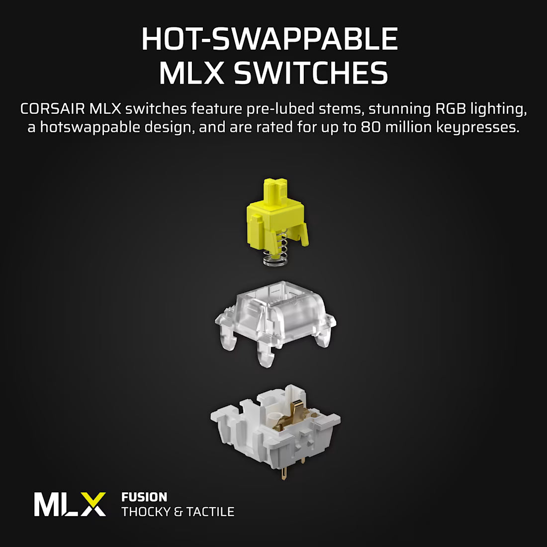Corsair VANGUARD 96% Gaming Keyboard - MLX Fusion tactile switches - Black.