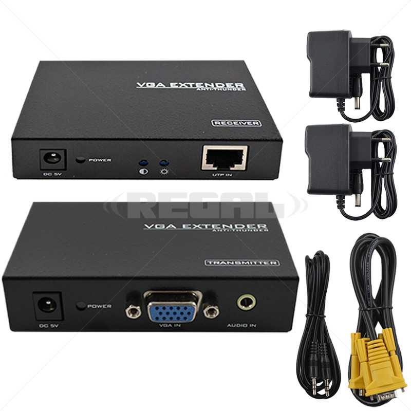 VGA Extender with Audio via CAT5e/6 Cable up to 100m