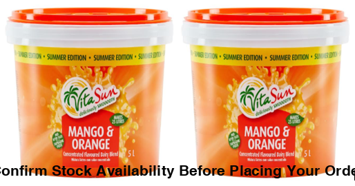 Vita Sun 2 X 5L 10Lt Mango Orange 8% Blended Fruit Drink Concentrate 5 Liter (Sold 2 X 5L Per Case) Vita Sun Mango