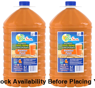 Vita Sun 2 X 5L Breakfast Punch 8% Blended Fruit Drink Concentrate 5 Liter (Sold 2 x 5L Per Case) Vita Sun Breakfast