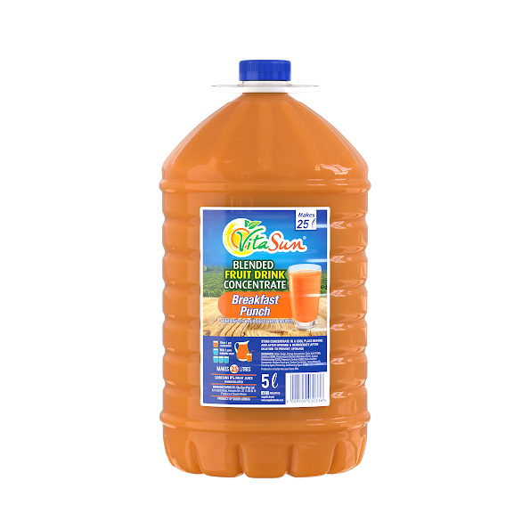 Vita Sun 2 X 5L Breakfast Punch 8% Blended Fruit Drink Concentrate 5 Liter (Sold 2 x 5L Per Case) Vita Sun Breakfast