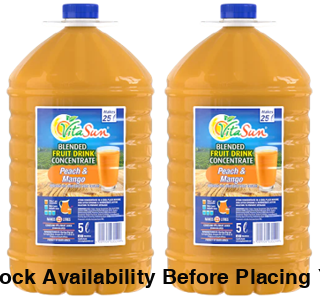 Vita Sun 2 X 5L Peach Mango 8% Blended Fruit Drink Concentrate 5 Liter (Sold 2 x 5L Per Case) Vita Sun Peach Mango