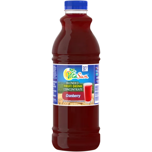 Vita Sun 9 X 1Lt Cranberry 8% Blended Fruit Drink Concentrate 1 Liter (Sold 9 x 1L Per Case) Vita Sun Cranberry Blended