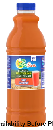 Vita Sun 9 X 1Lt Fruit Cocktail 8% Blended Fruit Drink Concentrate 1 Liter (Sold 9 x 1L Per Case) Vita Sun Fruit