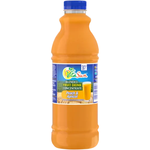 Vita Sun 9 X 1Lt Peach Apricot 8% Blended Fruit Drink Concentrate 1 Liter (Sold 9 x 1L Per Case) Vita Sun Fruit Peach