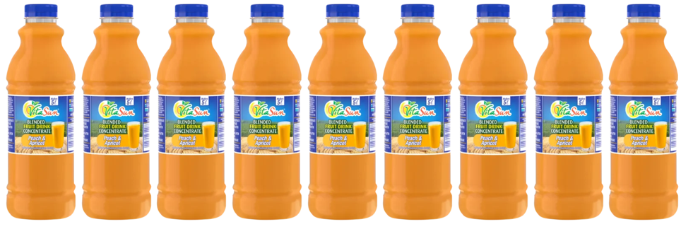Vita Sun 9 X 1Lt Peach Apricot 8% Blended Fruit Drink Concentrate 1 Liter (Sold 9 x 1L Per Case) Vita Sun Fruit Peach
