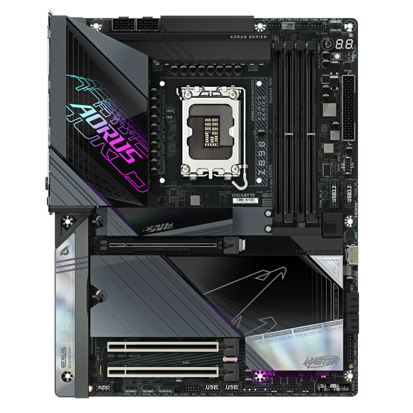 GIGABYTE Intel® Z890 Chipset for LGA 1851; 4x DDR5; 5x M2; 2xUSB4® USB Type-C®/HDMI (Front); ATX.