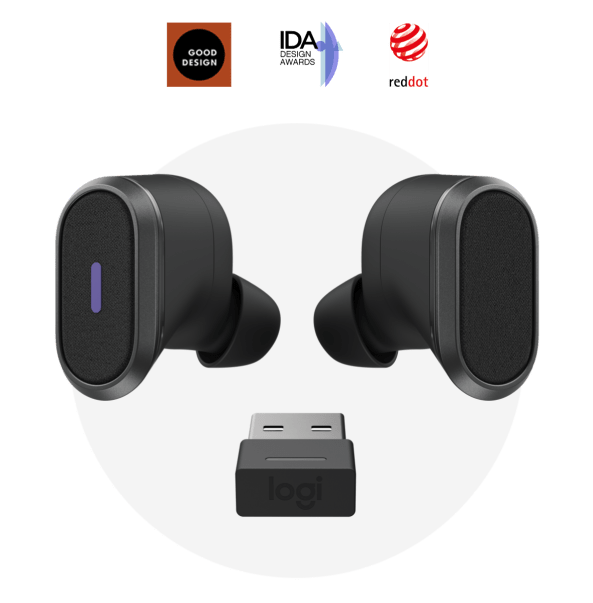 Logitech Zone True Wireless - GRAPHITE - 2.4GHZ/BT - PLUGC - EMEA-914 - BTC