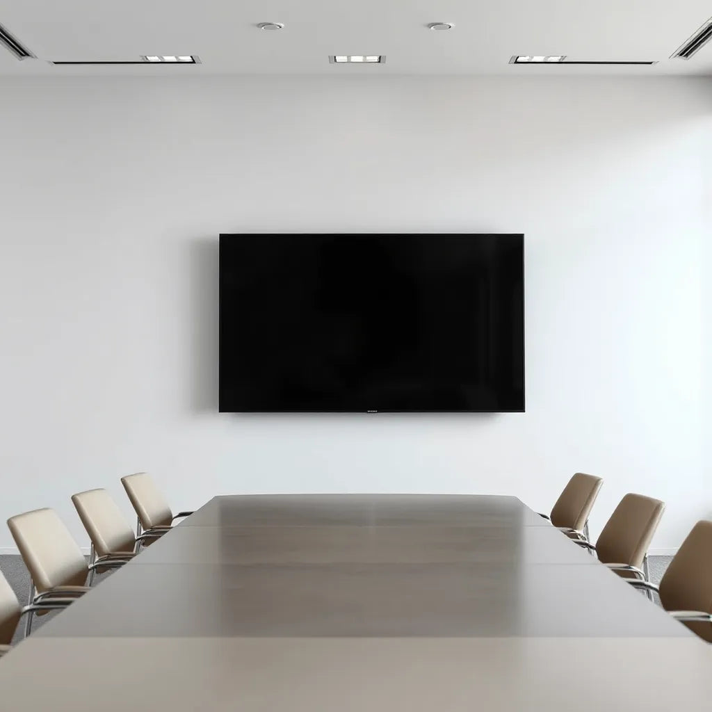 Large 65-inch interactive meeting display in a modern office room