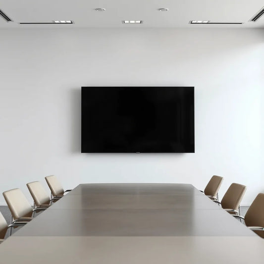 Large 65-inch interactive meeting display in a modern office room