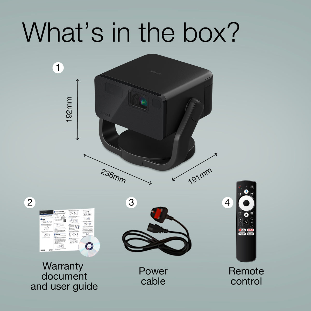 Epson EF-22B- Full HD; Laser; Gaming; Home Cinema; TV&Box Set; 1000 Lumens; USB; HDMI; Jack Plug Unit Colour Black