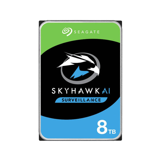 Seagate Skyhawk AI ST8000VE001.  8TB 3.5'' HDD Surveillance Drives; SATA 6GB/s Interface; 256MB Cache; RPM: 7200; 4KN