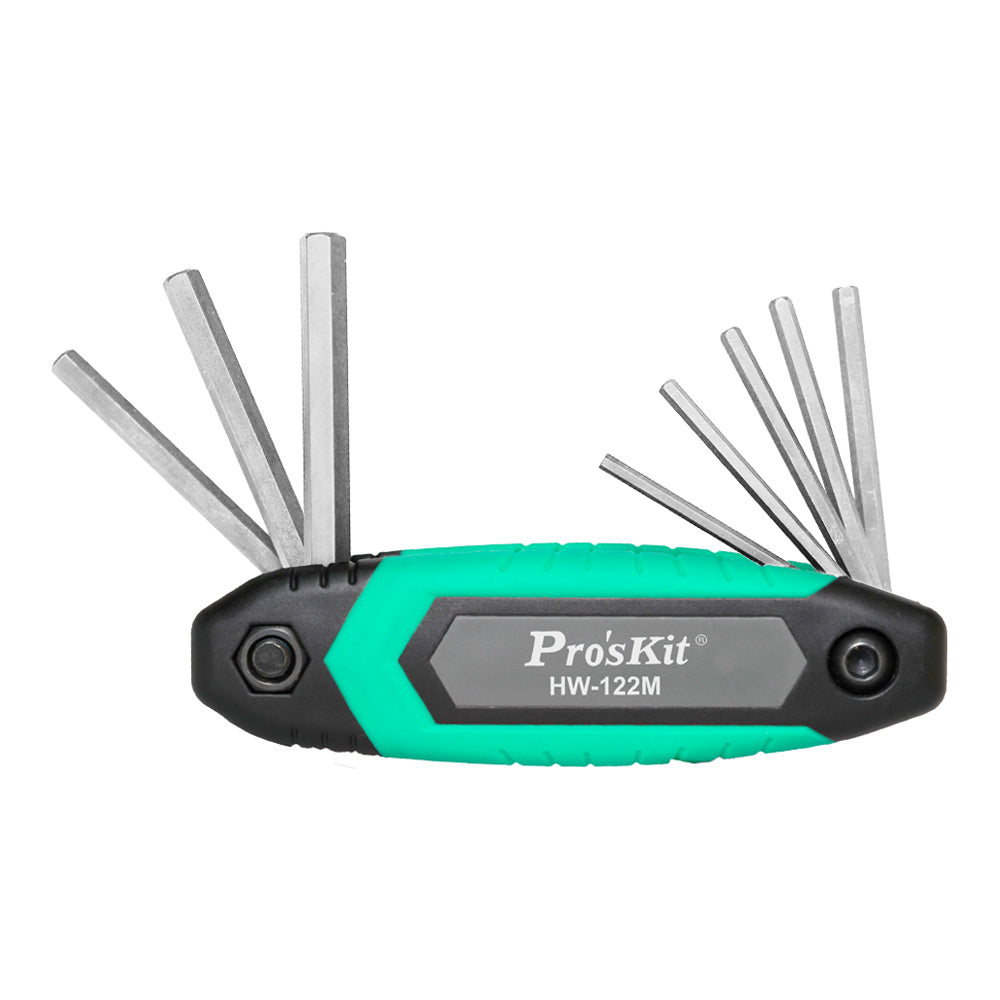 PROSKIT HW-122M FOLDING 8-PIECE METRIC HEX-KEY SET - Guards On Duty Shop & Security Guards