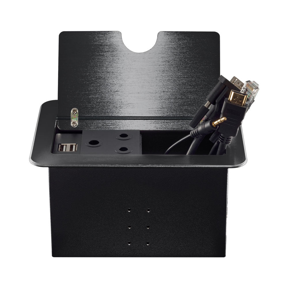 LINKQNET FLIP-LID RECESSED DESKTOP CUBBY - BLACK - Guards On Duty Shop & Security Guards