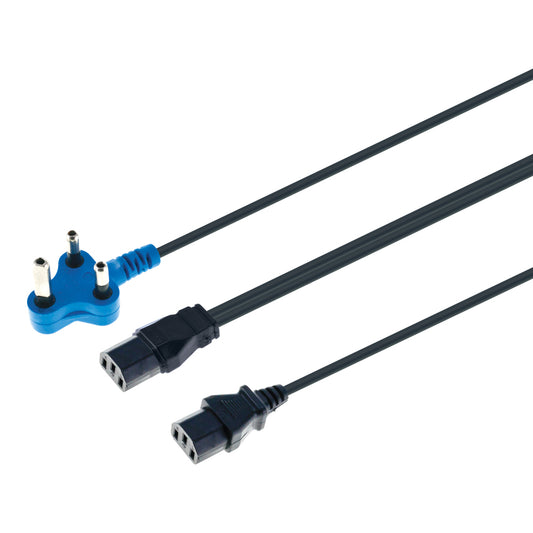 LINKQNET 3M DEDICATED BLUE PLUG POWER CABLE WITH 2X IEC C13 FEMALE CONNECTORS - Guards On Duty Shop & Security Guards