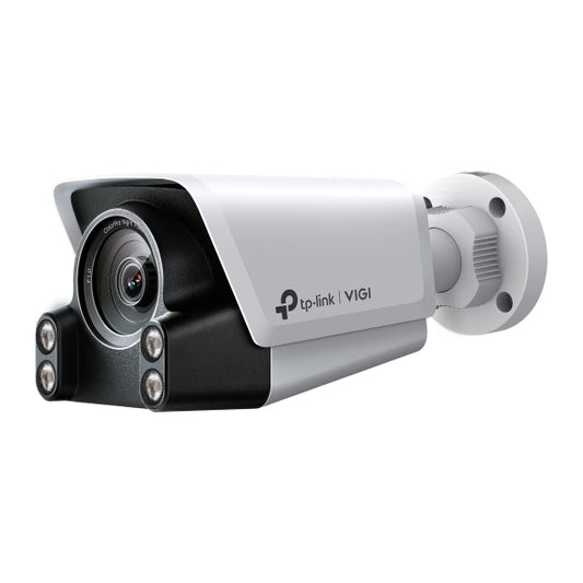 TP-Link VIGI 4MP Outdoor ColorPro Night Vision Bullet Network Camera, 4mm Fixed Lens, 1/1.8” Progressive Scan CMOS, H.265+/H.265/H.264+/H.264, White LED, 25fps/30fps (2688x1520), IP67, PoE/DC 12V,120dB WDR, Built-in Mic/Speaker, micro-SD Slot