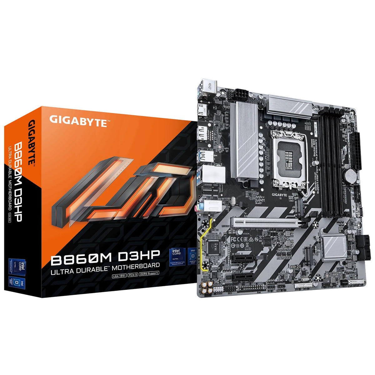 GIGABYTE Intel® B860 Chipset for LGA 1851; 4x DDR5; 2x M2; HDMI/DP; mATX.