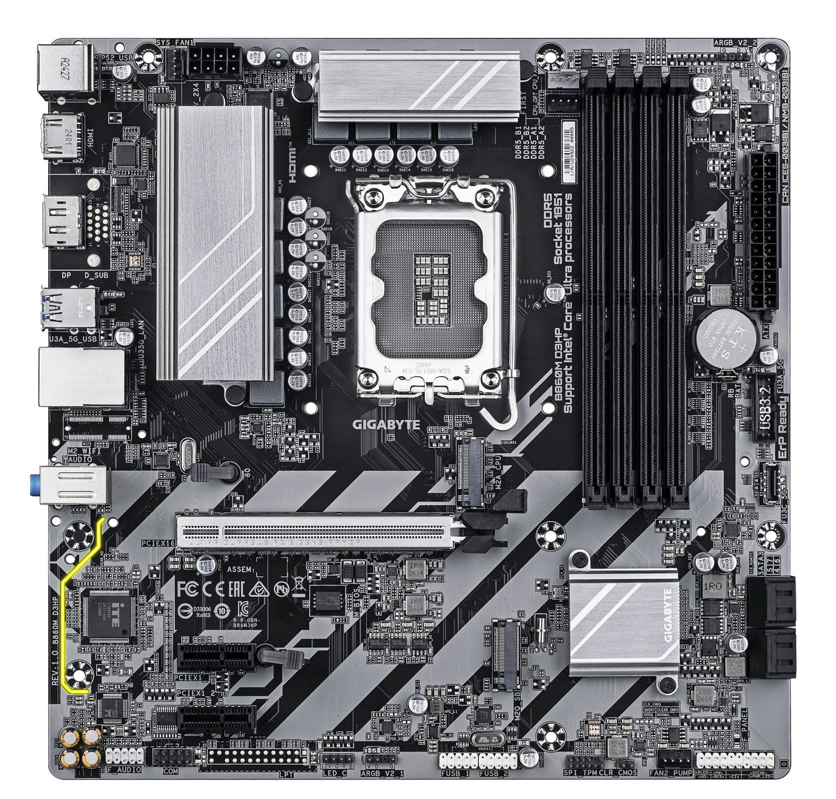 GIGABYTE Intel® B860 Chipset for LGA 1851; 4x DDR5; 2x M2; HDMI/DP; mATX.