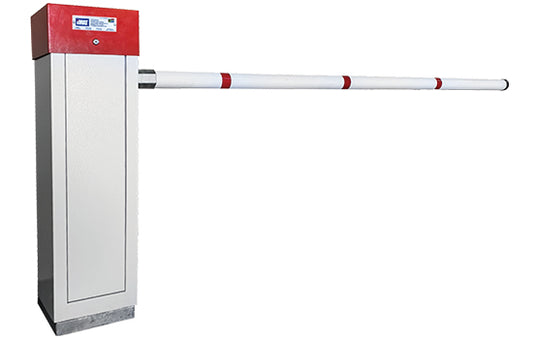 Automatic Vehicle Barrier - mild steel powder coated with galvanised mounting base. 24V BLDC including logics, power supply, battery back up and loop detector, 6 meter iMAT LED pole including red and green LEDs Excludes delivery charges