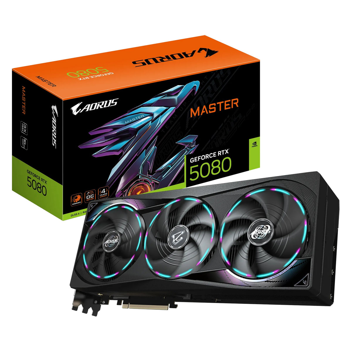 GIGABYTE nVidia GeForce RTX 5080 AORUS MASTER OC  - 16GB GDDR7; 256-Bit Memory Bus; 1x HDMI; 3x DisplayPort; Min 850W PSU. .