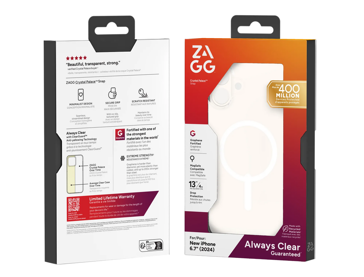 ZAGG Cases Crystal Palace Snap Apple iP16 Plus Clear