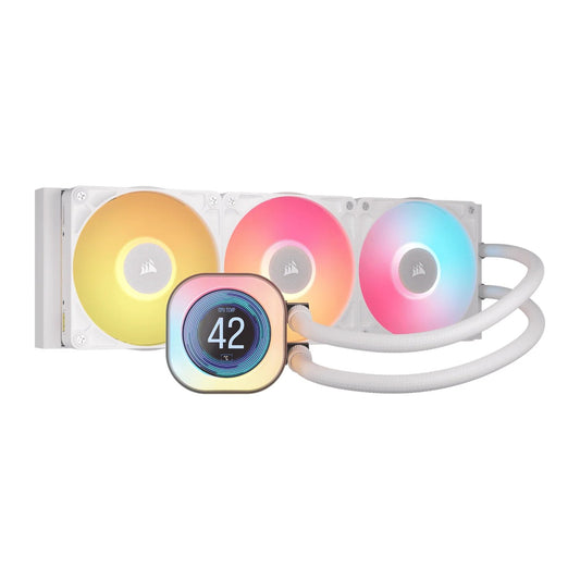 Corsair iCUE LINK TITAN 360 RX LCD Liquid CPU Cooler - White – RX120 RGB Fans – Fits Intel® LGA 1851/1700; AMD® AM5/AM4.