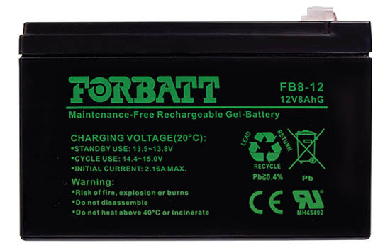 AS 12Volt 8AH - gel type sealed lead acid battery, maintenance-free