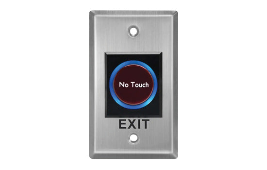 Exit Button, No Touch - flush mount 12Vdc, Stainless Steel, NO/NC relay output, fits standard 4x2