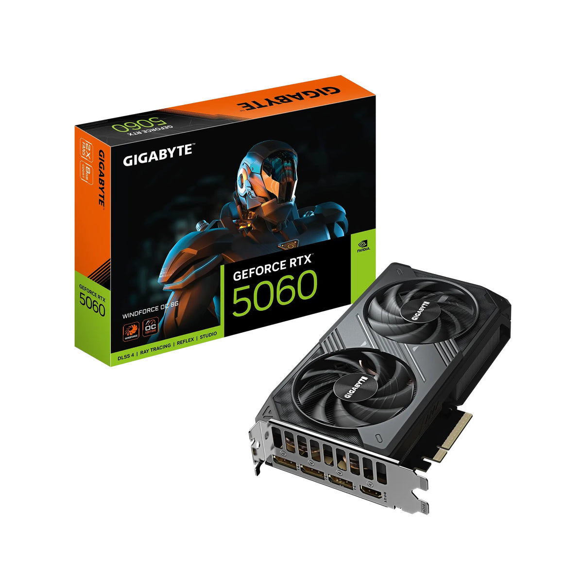GIGABYTE nVidia GeForce RTX 5060 WINDFORCE OC 8GB PCIE 8X - 8GB GDDR7; 128-Bit Memory Bus; 1x HDMI; 3x DisplayPort .