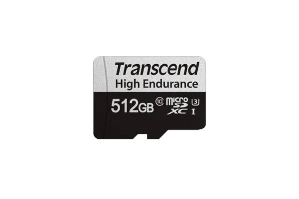 TRANSCEND 350V 512GB HIGH ENDURANCE MICRO SD UHS-I U3 CLASS10 - READ 100 MB/S - WRITE 60MB/S - WITH SD ADPTOR