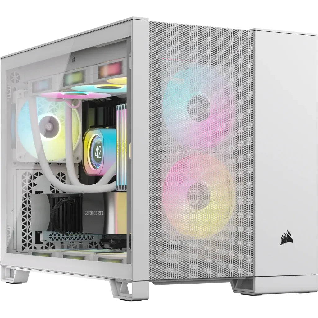 2500D Airflow White Mid-Tower Dual Chamber PC Case; 2x 3.5'' |  2x 2.5'' Drive Bays; Up to 360mm Radiator compatible