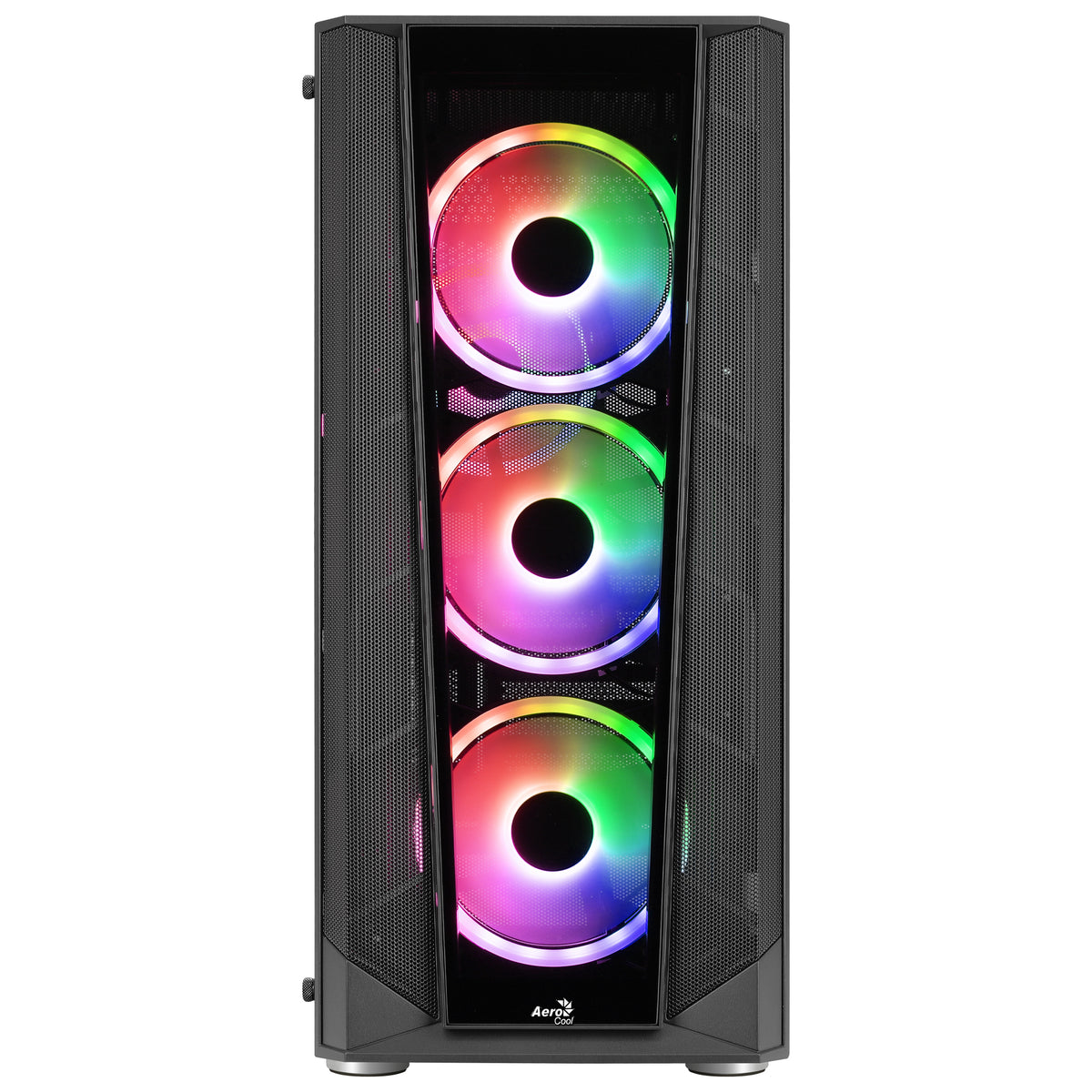 Aerocool Prism ARGB Black Mid tower case - 120mm ARGB Fan x 4; 6-port ARGB control hub - ATX - 2x 2.5'' or 2x3.5'' - 360 Radiato