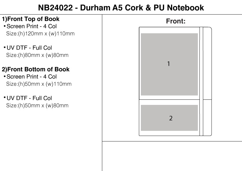 Durham A5 Cork & PU Notebook